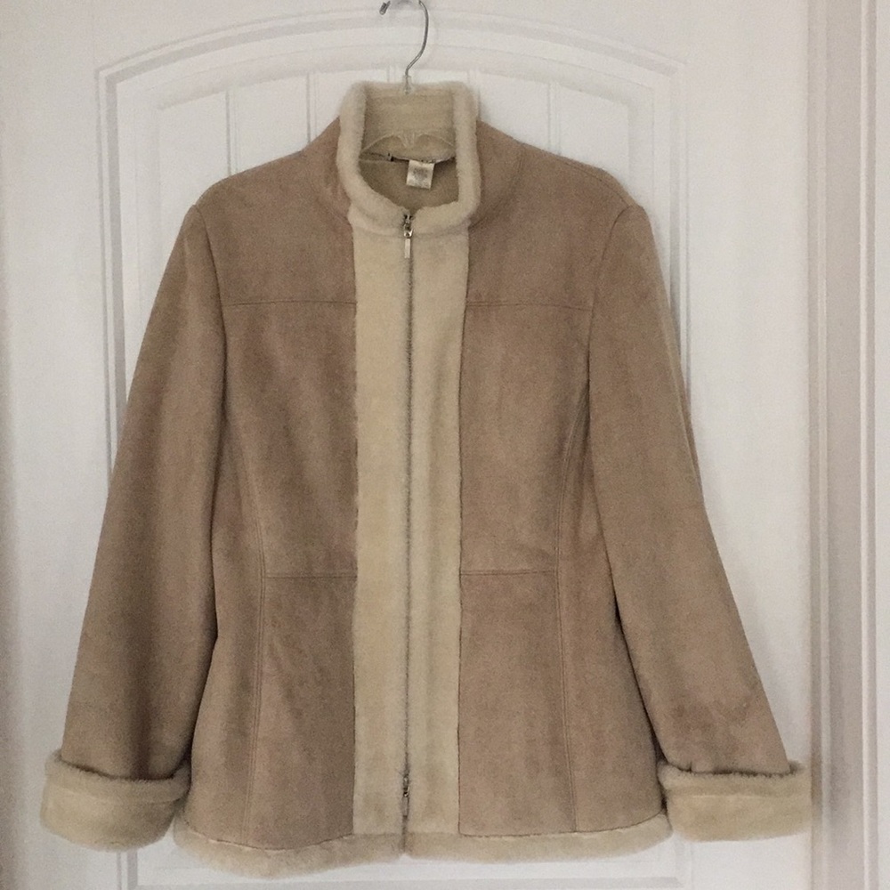 NINE & COMPANY Faux Suede & Faux Fur Coat Size 12